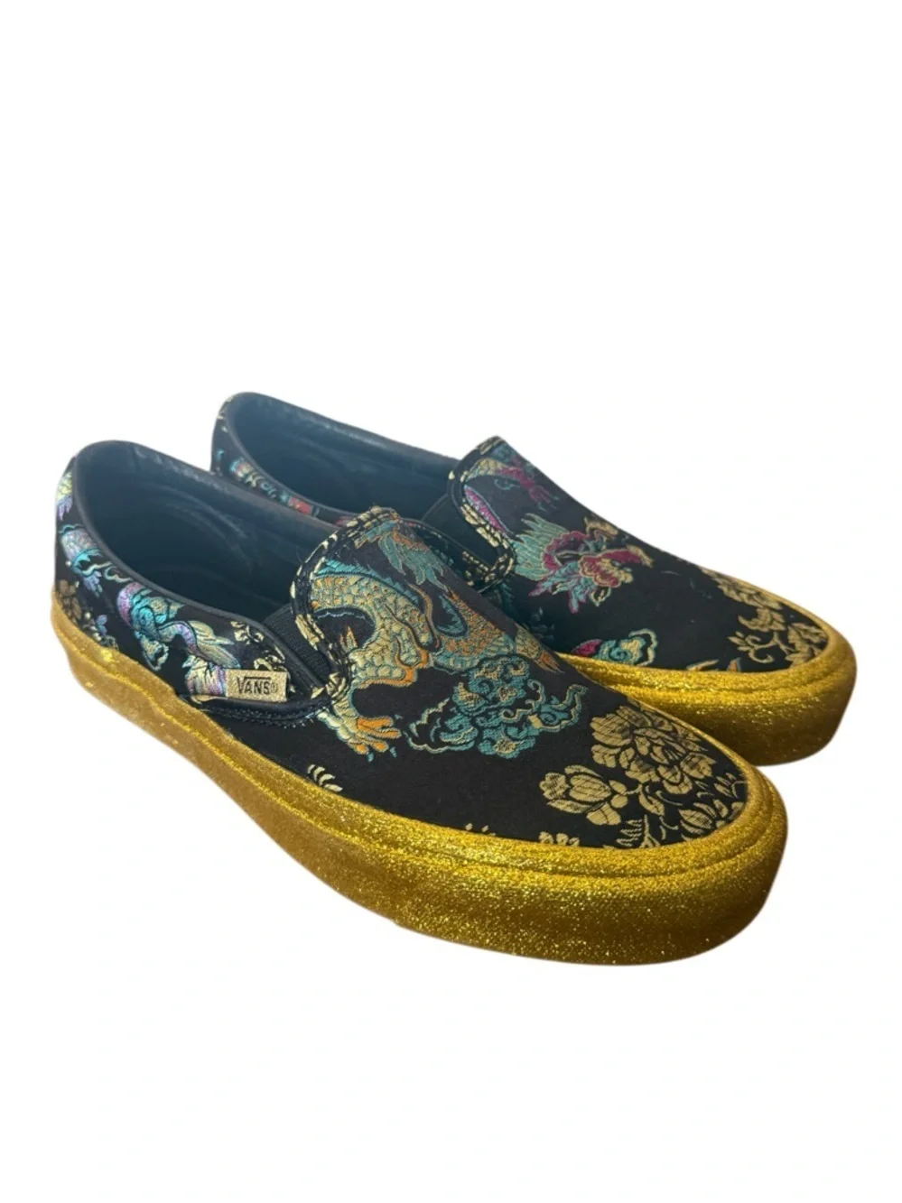 Vans Opening Ceremony x OG Black Slip-On w Gold Glitter Platform -Size 7.5 women